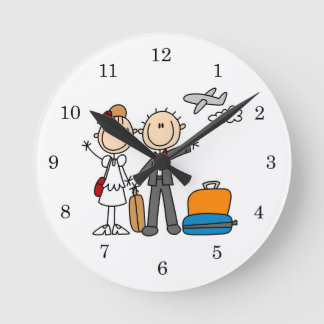 Strichmännchen Hochzeit Flitterwochen T - Shirt un Runde Wanduhr