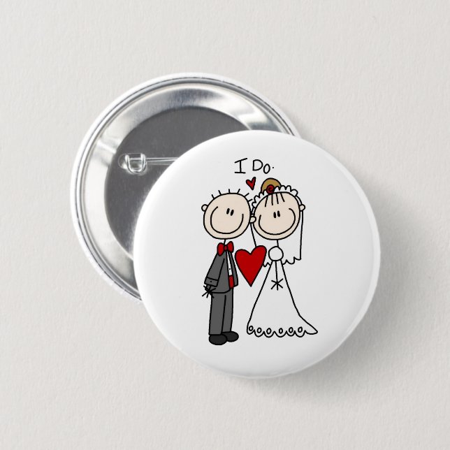 Strichmännchen Hochzeit und Hochzeit Button (Vorne & Hinten)
