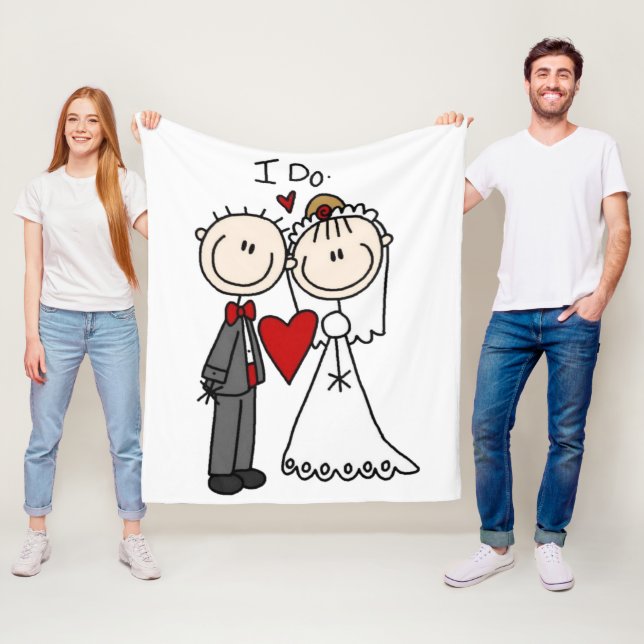 Strichmännchen Hochzeit und Hochzeit Fleecedecke (Beispiel)