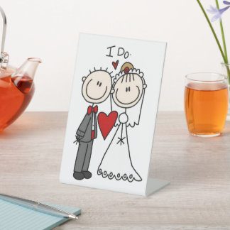 Strichmännchen Hochzeit und Hochzeit Sockelschild