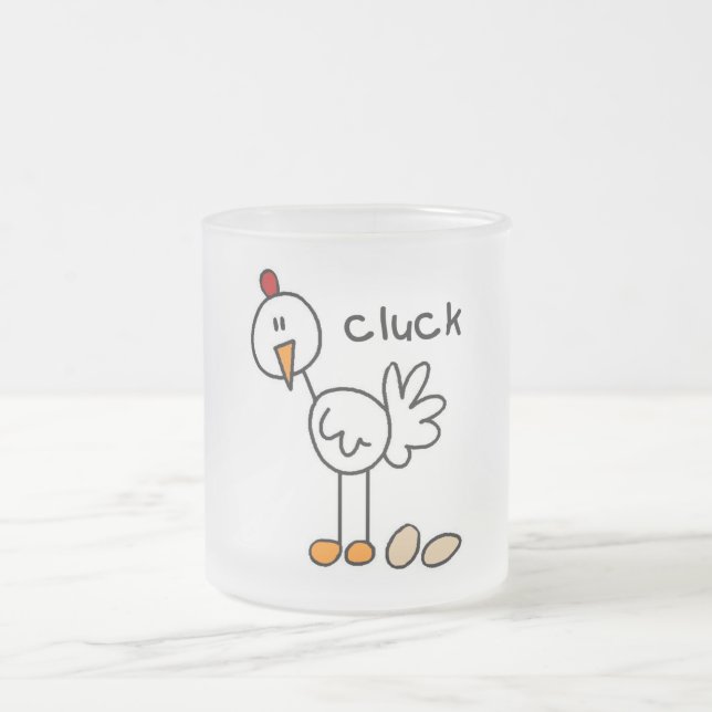 Strichmännchen-Huhn-T-Shirts und Geschenke Mattglastasse (Mittel)