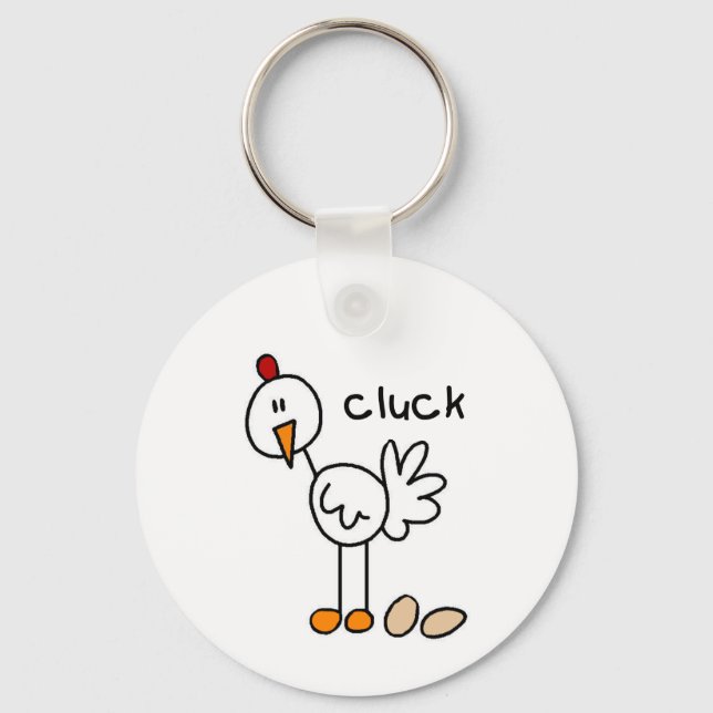 Strichmännchen-Huhn-T-Shirts und Geschenke Schlüsselanhänger (Vorderseite)