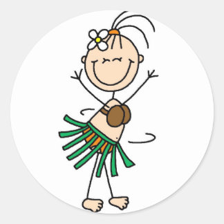 Strichmännchen Hula Tanzsticker Runder Aufkleber
