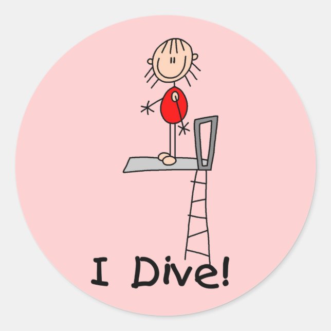 Strichmännchen I Dive Tshirts und Geschenke Runder Aufkleber (Vorderseite)