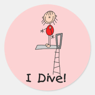 Strichmännchen I Dive Tshirts und Geschenke Runder Aufkleber
