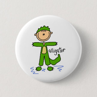 Strichmännchen im AlligatorAnzugs-Knopf Button