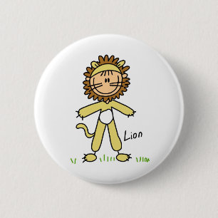 Strichmännchen im Löwe-Anzugs-Knopf Button