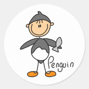 Strichmännchen im Penguin-Anzugs-Aufkleber Runder Aufkleber
