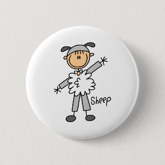 Strichmännchen im Schaf-Anzugs-Knopf Button