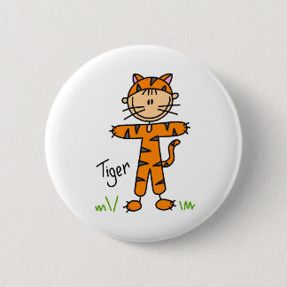 Strichmännchen im Tiger-Anzugs-Knopf Button