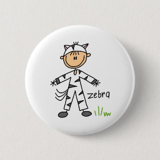 Strichmännchen im Zebra-Anzugs-Knopf Button