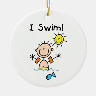 Strichmännchen-Junge, den ich schwimme Keramikornament