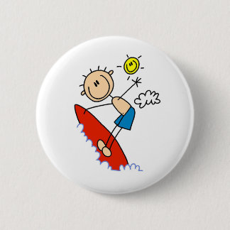 Strichmännchen-Jungen-surfende Knöpfe Button