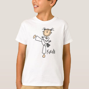 Strichmännchen-Karate-Mädchen-T - Shirt