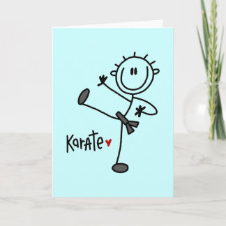 Strichmännchen Karate T - Shirt und Geschenke Karte