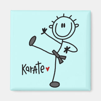 Strichmännchen Karate T - Shirt und Geschenke Magnet