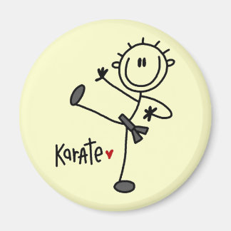 Strichmännchen Karate T - Shirt und Geschenke Magnet