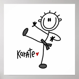 Strichmännchen Karate T - Shirt und Geschenke Poster