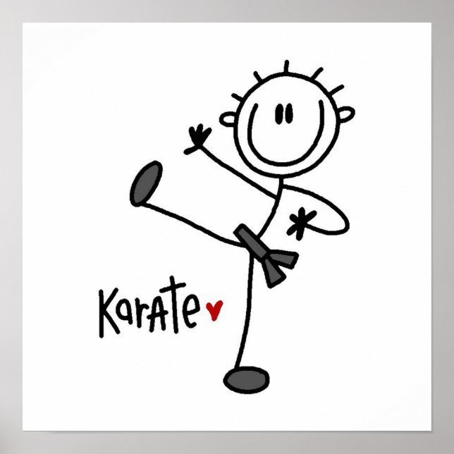 Strichmännchen Karate T - Shirt und Geschenke Poster (Vorne)