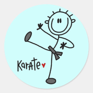 Strichmännchen Karate T - Shirt und Geschenke Runder Aufkleber