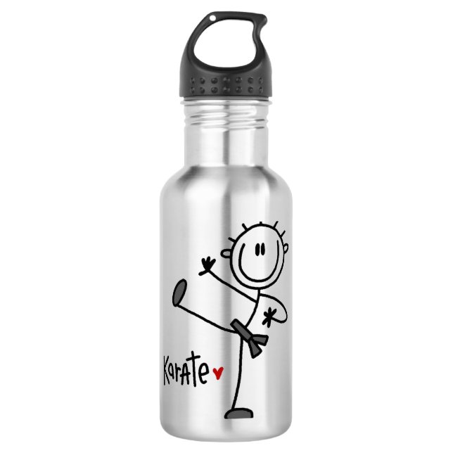 Strichmännchen Karate T - Shirt und Trinkflasche (Vorderseite)