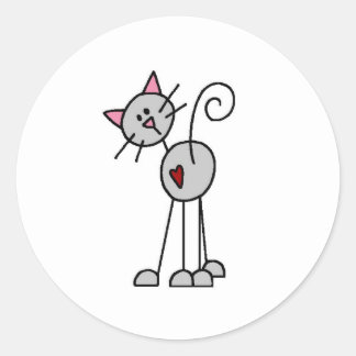Strichmännchen-Katzen-Aufkleber Runder Aufkleber