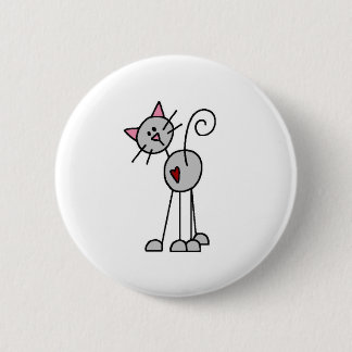Strichmännchen-Katzen-Knopf Button