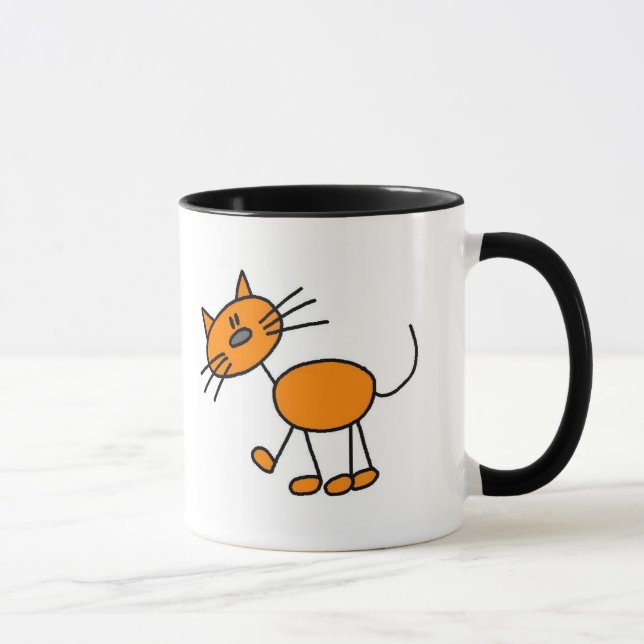 Strichmännchen-Katzen-T - Shirts und Geschenke Tasse (Rechts)