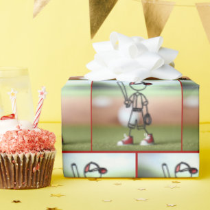 Strichmännchen Kid Baseball Player Geschenkpapier
