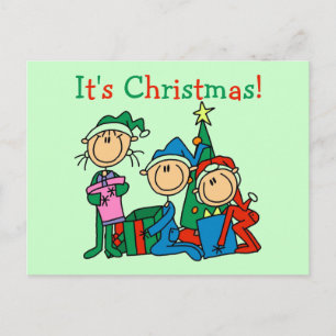 Strichmännchen Kinder Weihnachtsgeschenke und Gesc Feiertagspostkarte