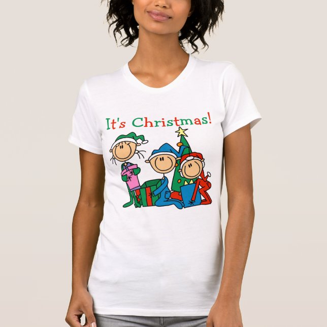 Strichmännchen Kinder Weihnachtsgeschenke und Gesc T-Shirt (Vorderseite)