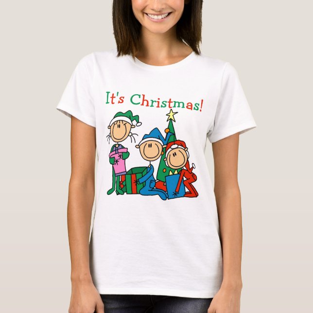 Strichmännchen Kinder Weihnachtsgeschenke und Gesc T-Shirt (Vorderseite)