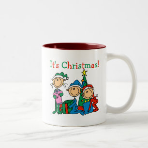 Strichmännchen Kinder Weihnachtsgeschenke und Gesc Zweifarbige Tasse