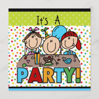 Strichmännchen Kindergeburtstag Party Einladungen