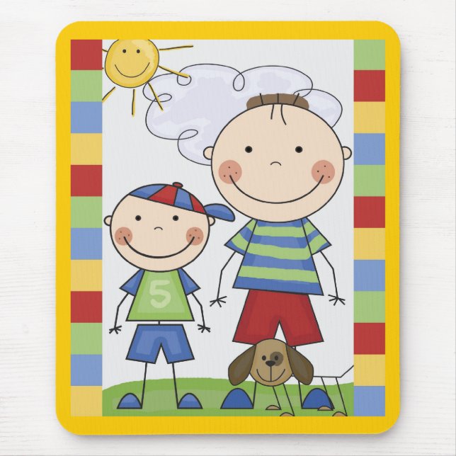 Strichmännchen-Kinderkarten und Geschenke Mousepad (Vorne)