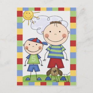 Strichmännchen-Kinderkarten und Geschenke Postkarte