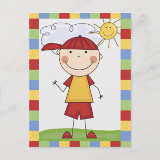 Strichmännchen Kinderkarten und Geschenke Postkarte
