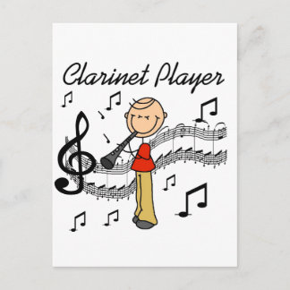 Strichmännchen Klarinette Player Tshirts und Gesch Postkarte