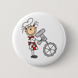 Strichmännchen-Koch, der Mischer-Knöpfe verwendet Button