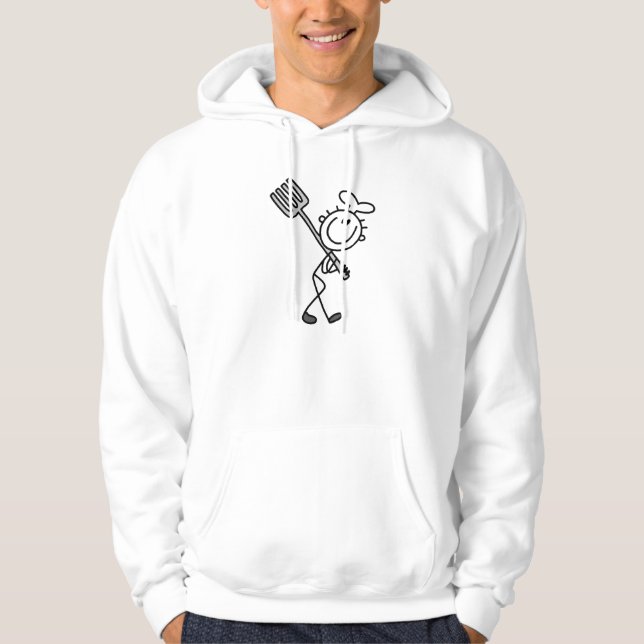 Strichmännchen-Koch Mit Gabel Hoodie (Vorderseite)