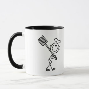Strichmännchen-Koch mit Gabel T-Shirts und Geschen Tasse