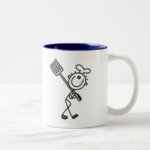 Strichmännchen-Koch mit Gabel T-Shirts und Geschen Zweifarbige Tasse