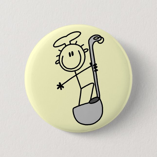 Strichmännchen-Koch mit Schöpflöffel Button (Vorderseite)