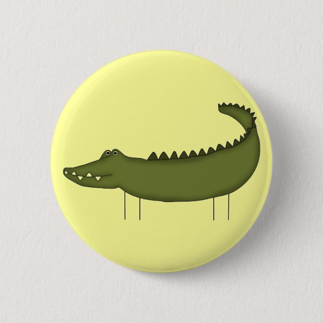 Strichmännchen Krokodil T-Shirts und Geschenke Button (Vorderseite)