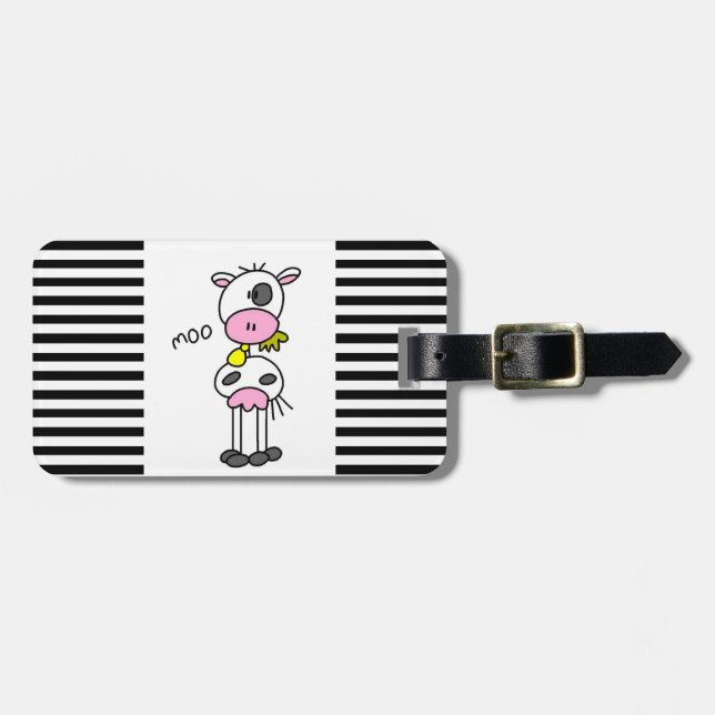 Strichmännchen-Kuh-T - Shirts und Geschenke Gepäckanhänger (Vorderseite horizontal)
