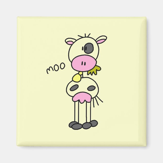 Strichmännchen-Kuh-T-Shirts und Geschenke Magnet (Vorne)