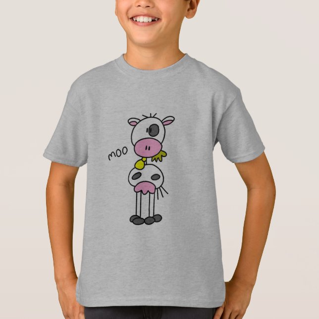 Strichmännchen-Kuh-T-Shirts und Geschenke T-Shirt (Vorderseite)