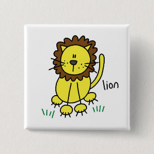 Strichmännchen-Löwe-T - Shirts und Geschenke Button