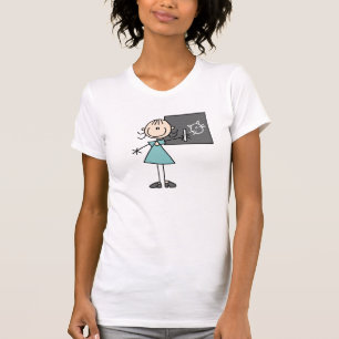 Strichmännchen-Mädchen am Kreide-Brett-T - Shirt