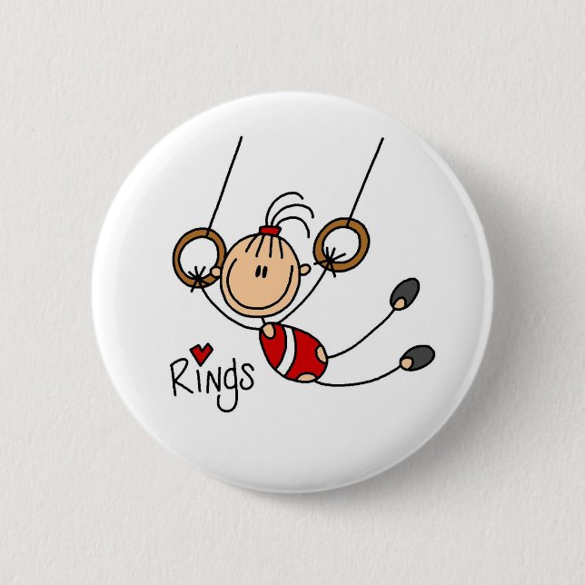 Strichmännchen Mädchen an den Ringen Knopf Button (Vorderseite)
